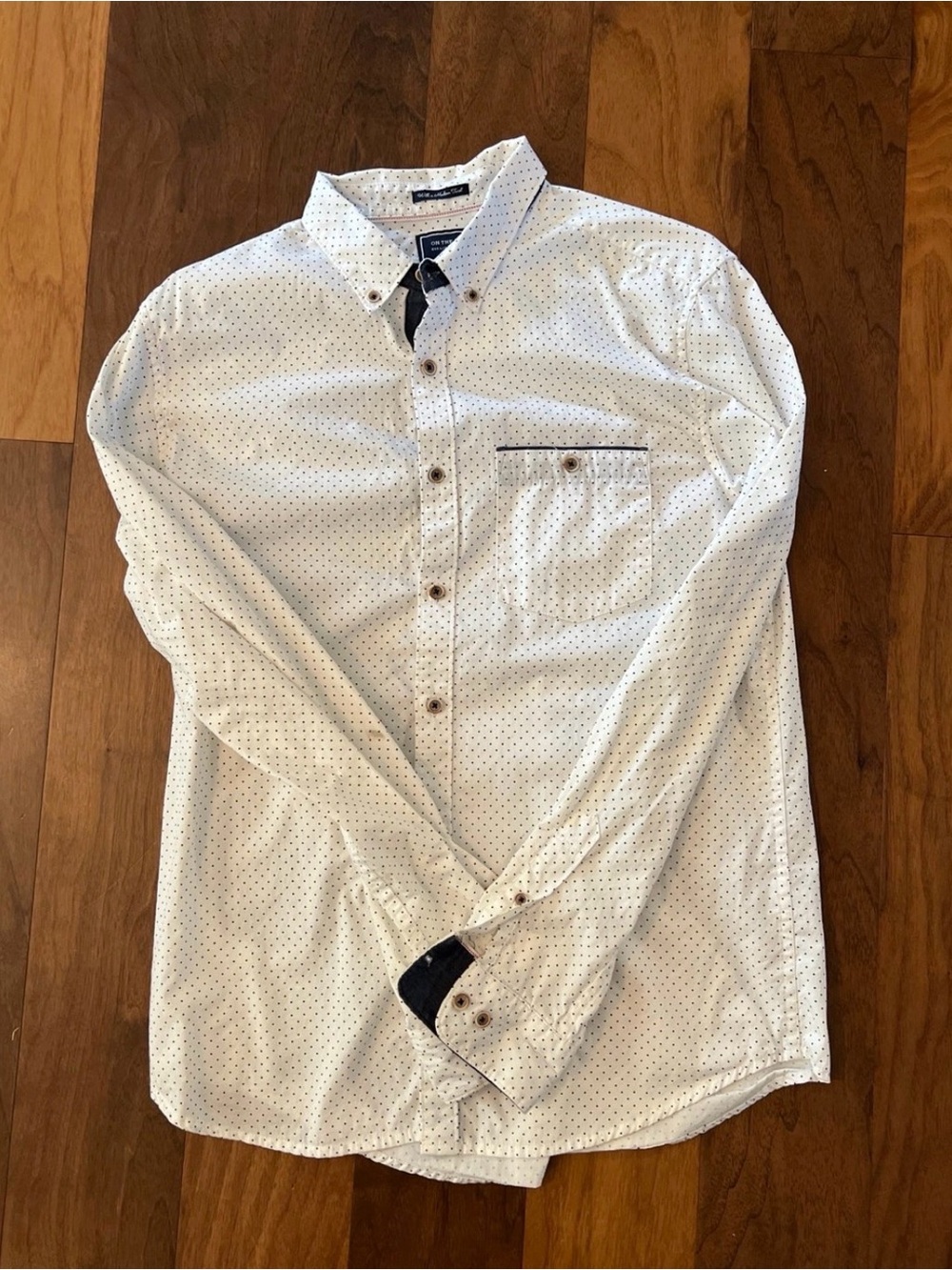 Men's White Micro-Print Button-Up Shirt